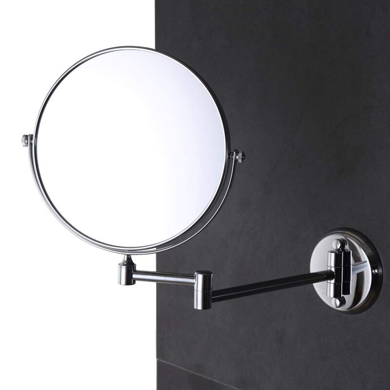 Espelho de maquiagem de parede 2x/5x/7x/10x, 8 segundos, dobrável, ampliação, dupla face, espelho giratório, para quarto, banheiro, hotel
