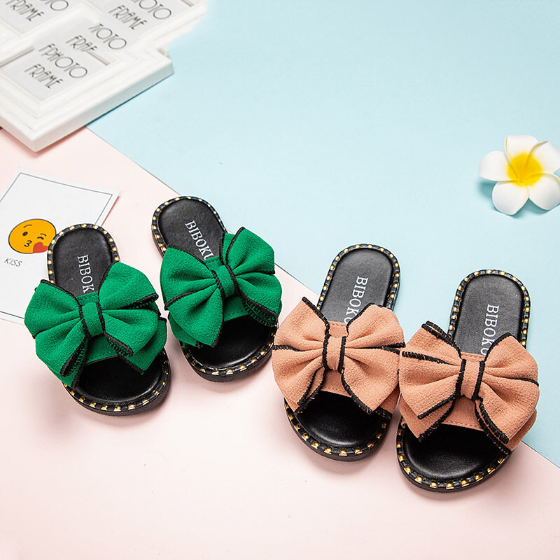Família combinando chinelos para meninas 2022 mãe & filha verão slides arco-nó floral respirável doce crianças chinelos quente 26-39