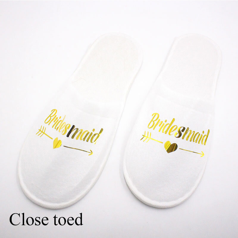 1 Pair Wedding Slippers Bride Shower Bridesmaid Print Shoes Party Ppa Flip Flop Ladies Bachelorette Party White Hotel Slippers