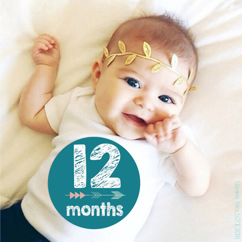 Neugeborenen 12 Monate Milestone Memorial Rekord Fotografie Aufkleber Kinder Baby Gedenk Karte Anzahl Foto Requisiten Zubehör
