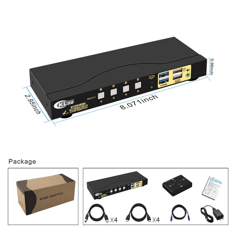 4Port HDMI KVM Switch , USB3.0 KVM Switch dengan Resolusi Audio dan Mikrofon Hingga 4K X 2K @ 60Hz 4:4:4