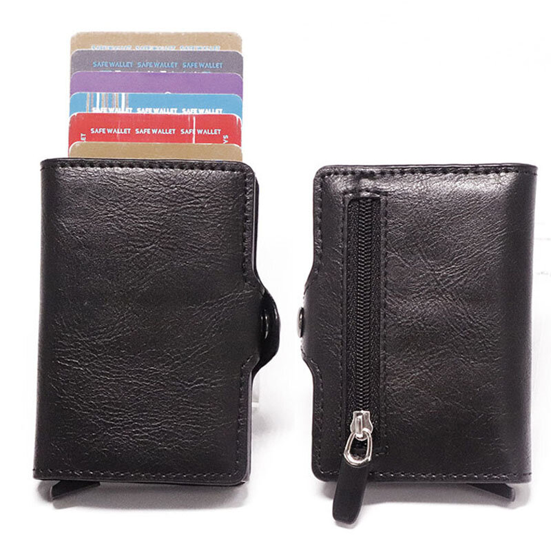 Taihaol-carteiras multifuncionais de couro pu, protetor para cartões de crédito, identidade e banco, liga de alumínio