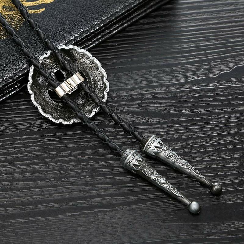 3D Copper deer head bolo tie for man Indian cowboy western cowgirl leather rope zinc alloy necktie