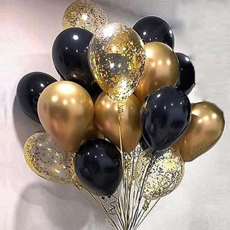 40 stücke 12 zoll Gold Schwarz Latex Konfetti Luftballons Erwachsene Mann Frauen Glückliche Geburtstag Party Dekorationen Graduation Ramadan Eid Mubarak