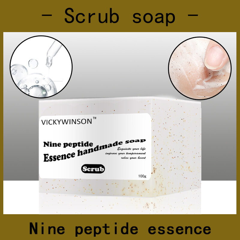 Nine peptide essence scrub soap handmade Soap 100g Amino acid soaps Spot Acne Scar Blackhead Shrink Pores Whitening Moisturizing