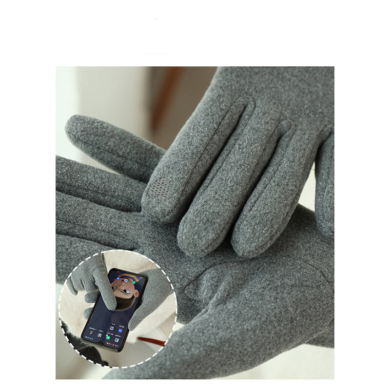 Женские зимние Утепленные перчатки для сенсорного экрана с бархатной подкладкой, плотные Простые Модные однотонные кружевные варежки для велоспорта и вождения
