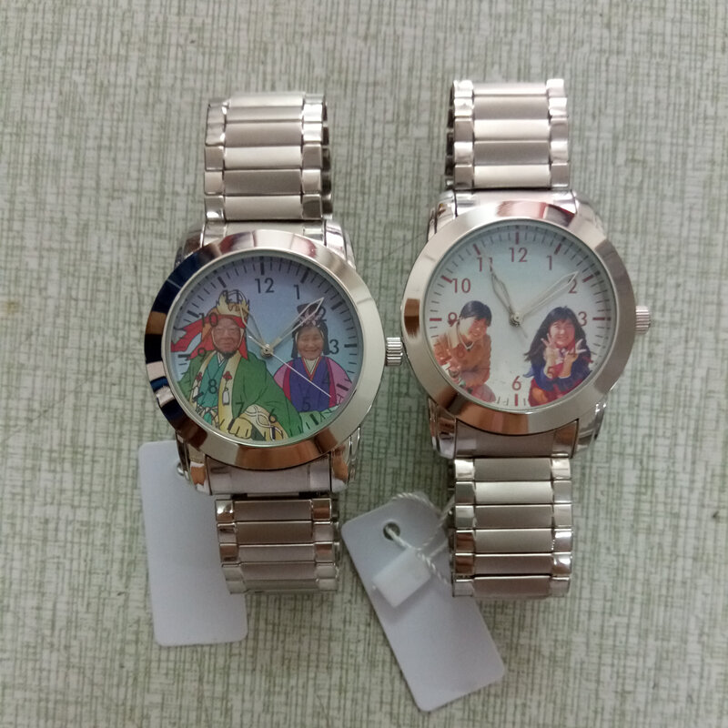 CL054 CUSTOM Photo นาฬิกาคู่ DIY นาฬิกาสำหรับคนรักผู้หญิงใส่ของคุณเองภาพวันเกิดส่วนบุคคลของขวัญนาฬิกา