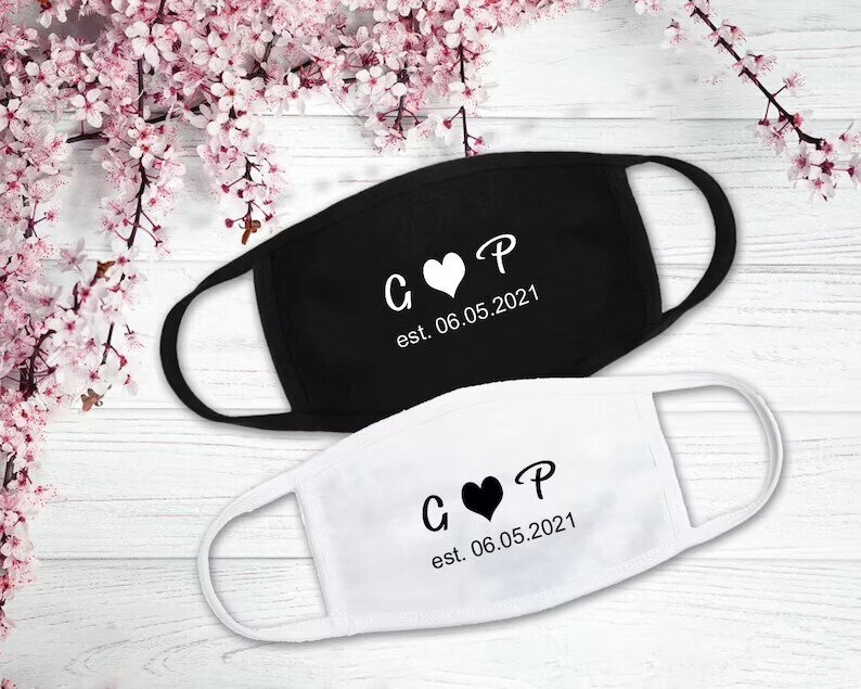 Mascarilla de boda personalizada para invitados, máscara con texto sobre máscaras al por mayor Reusable y lavable