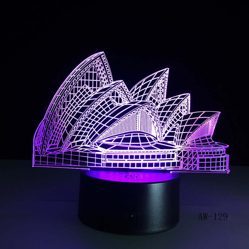 Fashion Night Light Romantic Sydney Opera House USB Touch 7 Color Change Lamp luminaria 3D LED Office Party Decor Light 129