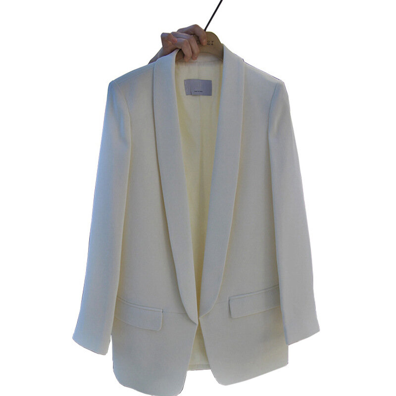Senhoras blazer casual branco longo-mangas compridas pequeno terno coreano profissional senhoras jaqueta 2022 nova blusa de outono