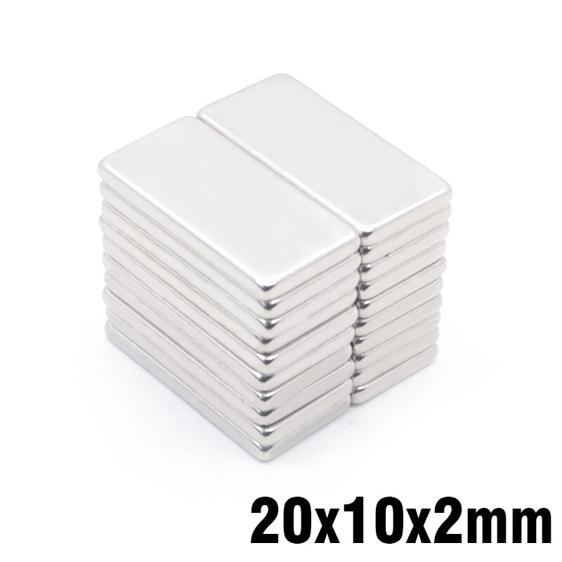 2/5/10//20/50Pcs 20X10X2 Neodymium Magneet 20Mm X 10Mm X 2 N35 Ndfeb Blok Super Krachtige Sterke Permanente Magneet
