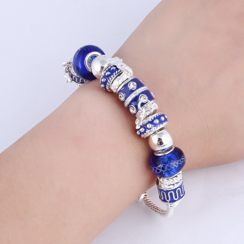 Zoshi Roze Crystal Charms Zilveren Kleur Armbanden En Armbanden Voor Vrouwen Luxe Kralen Verzilverd Armband Femme Sieraden
