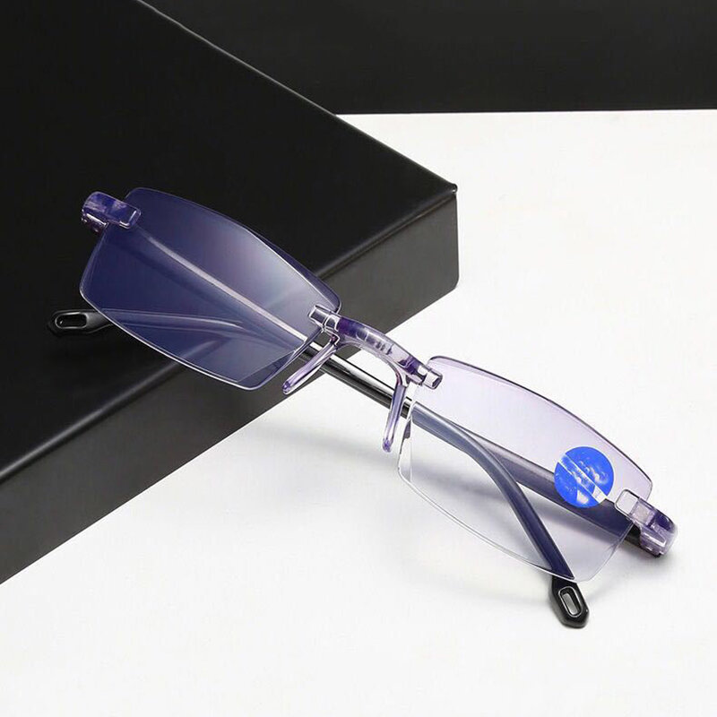 Occhiali zaffiro ad alta durezza Anti-blu progressivi occhiali da lettura a doppio uso lontani e vicini per uomo donna occhiali Anti luce blu