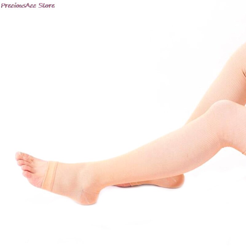 Meia de compressão médica feminina e masculina, meias de compressão de dedo aberto 18-21mm para mulheres e homens
