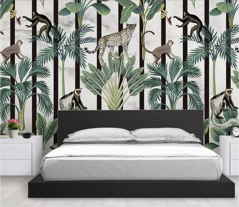 Mural personalizado de animales de la selva Tropical, sala de estar moderno para papel tapiz, Fondo de dormitorio, Mural 3D, papel de pared, decoración del hogar