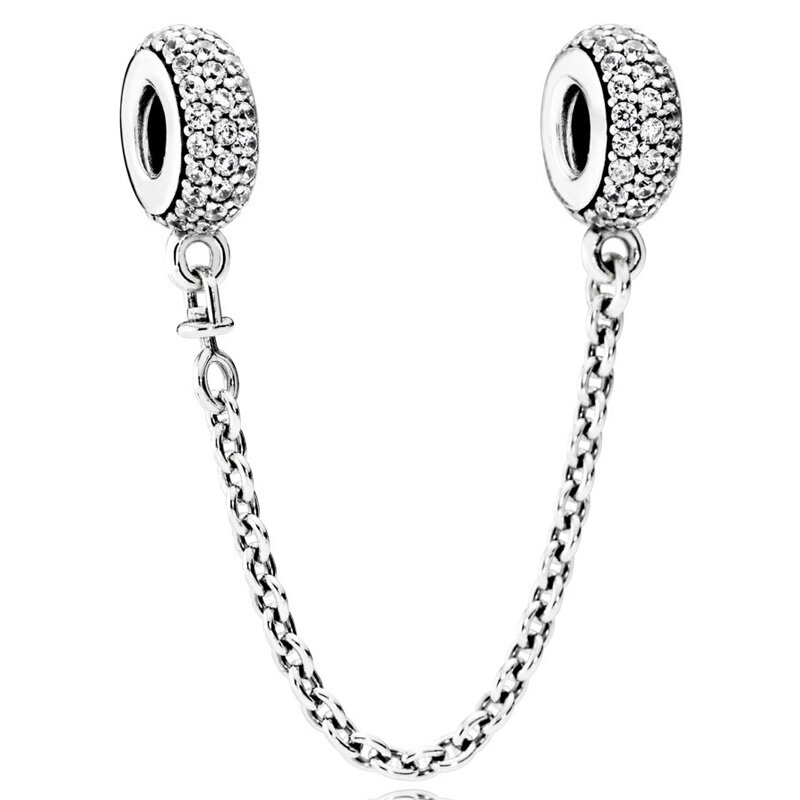 925 Sterling Silver Charm Shining Elegance Bowknot Family Heart Inspiration catena di sicurezza Bead Fit braccialetto popolare gioielli fai da te