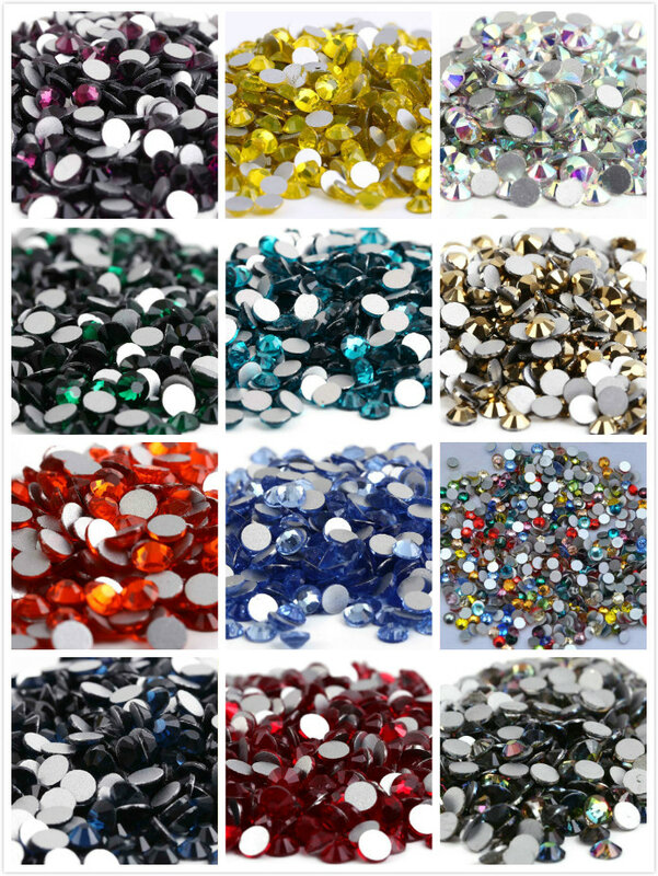 Diamantes de imitación súper brillantes, cristal de alta calidad, no Hotfix, Strass 3D, decoración de uñas, vestido DIY, ropa, ss2 ~ ss12 AAAAA