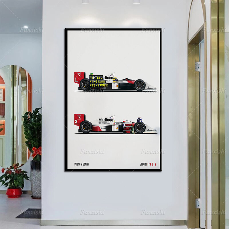 McLaren MP4/5B F1 постер Айртон Сенна Ален Прост F1 чемпион мира 1989 печать постер F1 настенное Искусство Холст Живопись Декор