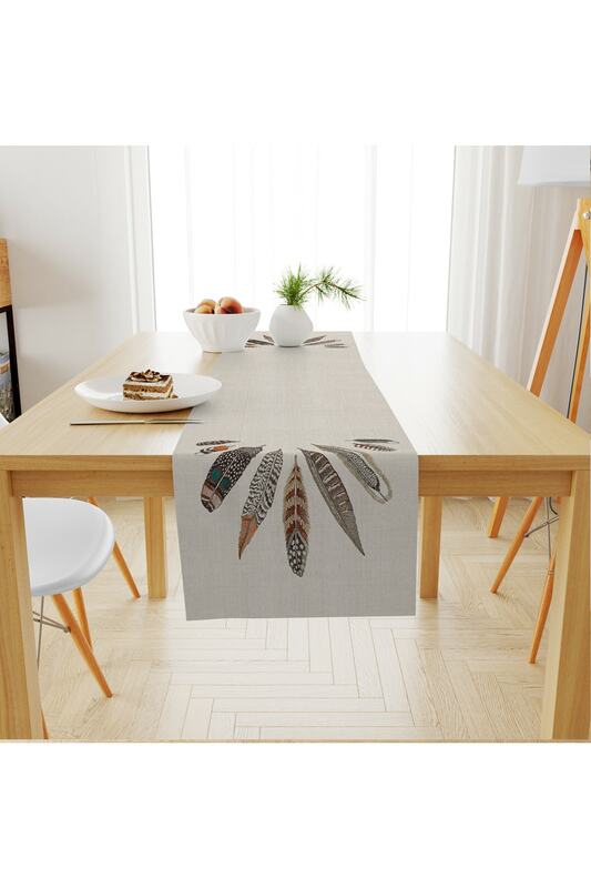 디지털 프린트 러너 리프 패턴 넓은 천연 테이블 보, 세탁 가능