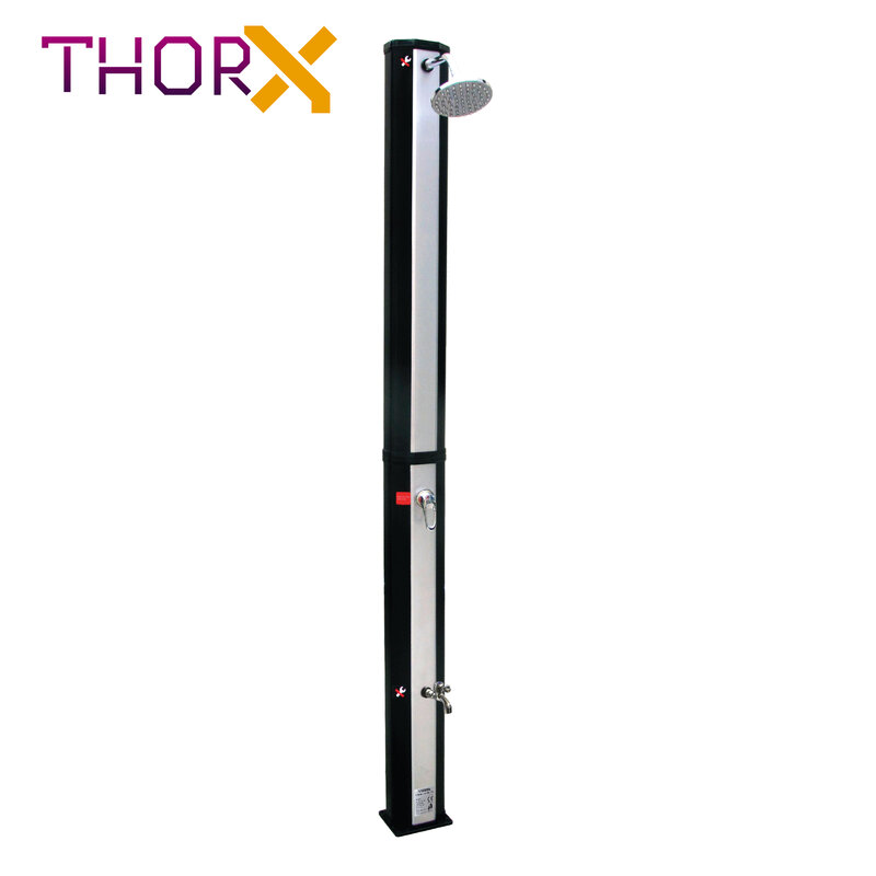 ThorX-ducha Solar TR35OX, ducha de jardín plateada, 35 L, sin necesidad de electricidad, fácil de instalar