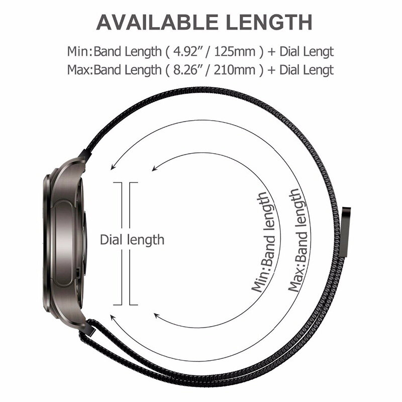 Pulseira de metal para Samsung Galaxy Watch, pulseira milanesa clássica de substituição de laço magnético, pulseira de relógio 4, 5, 6, Active 2, 40mm, 44mm