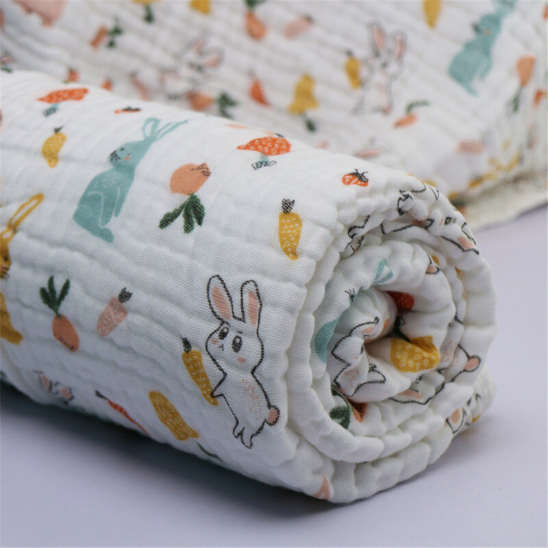 Manta de algodón con estampado de dibujos animados para bebé, manta suave de 6 capas para recién nacido, Toalla de baño transpirable de verano, 16 colores, 110x110cm