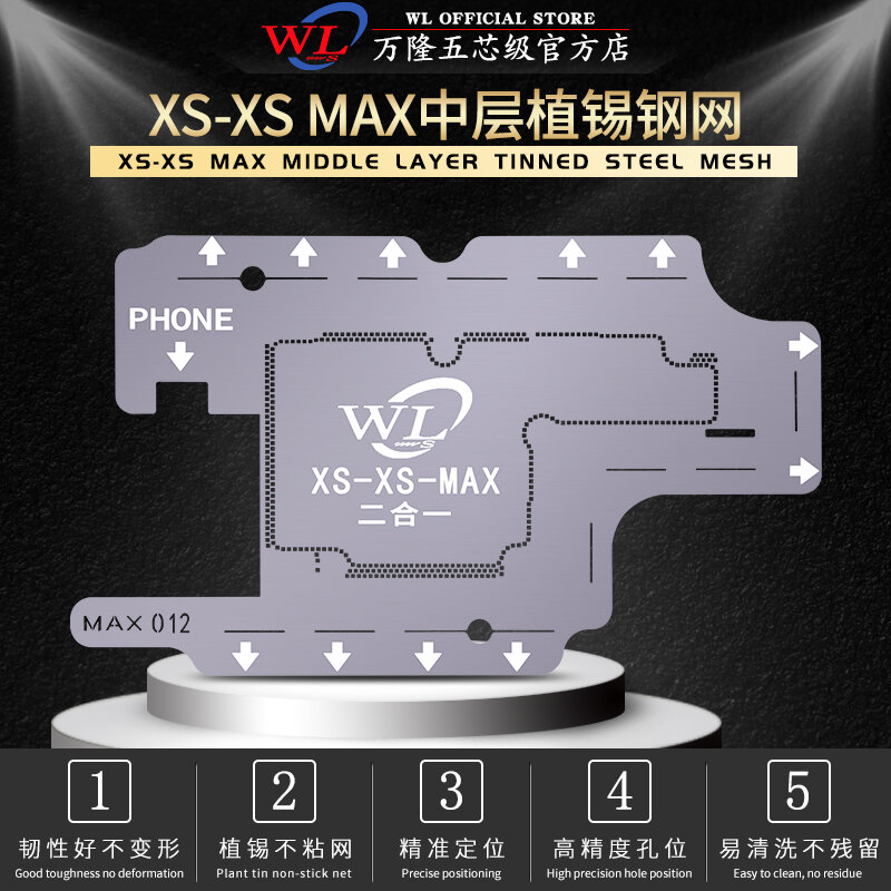 استنسل إعادة لحام BGA لـ iphone X/Xs/Xs Max/11/11Pro Max/12/12 mini/12Pro Max ، لوحة أم متوسطة الطبقة للزراعة ، قالب من القصدير
