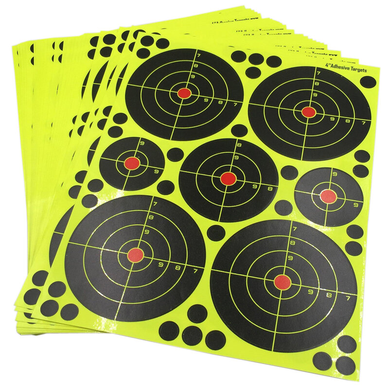 Комбинированный самоклеящийся брызговик 2 + 3 + 4 дюйма, привлекательный (цветной ударный) стикер для стрельбы, целевые показатели, 10 листов (10 + 20 + 80), отсчетов)