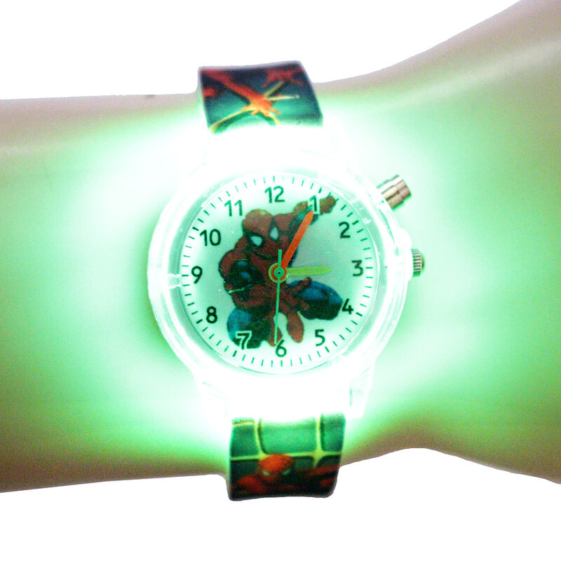 Księżniczka elza dzieci zegarki dzieci Spiderman lampa kolorowa źródło zegarek dla chłopców dziewcząt Party zegar na prezent Wrist Relogio Feminino