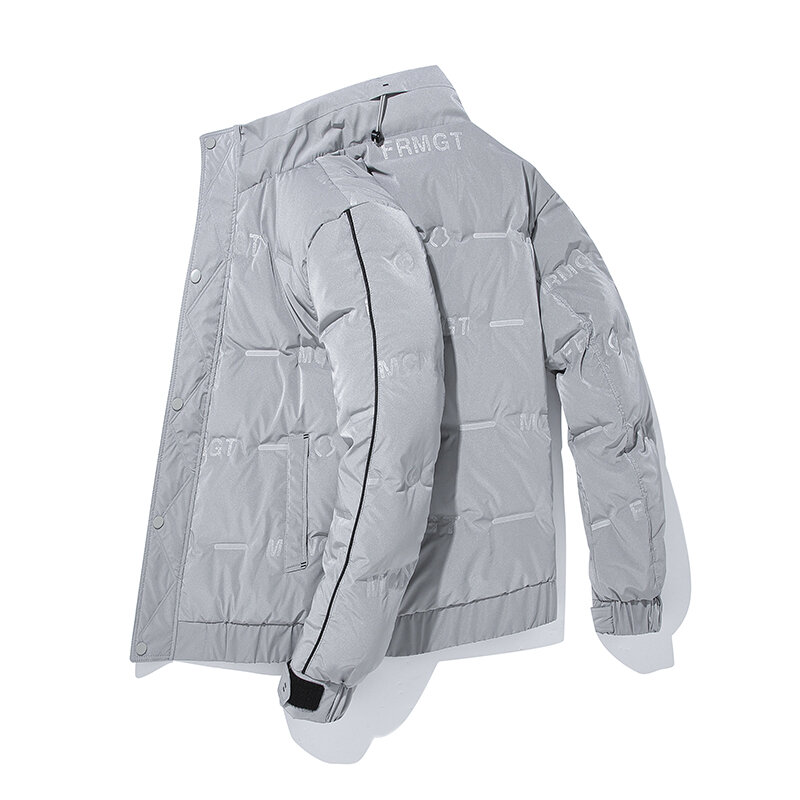 Пуховик мужской повседневный зимний, модный свободный пуховик с воротником-стойкой, теплое пальто на белом утином пуху для взрослых