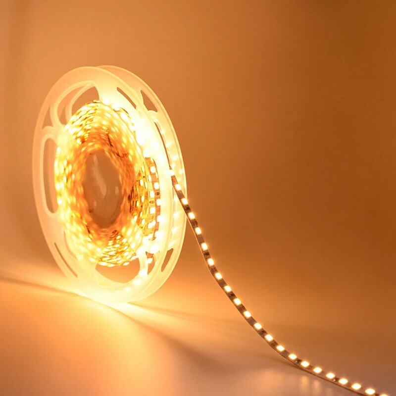 Bande lumineuse LED SMD 2835, 12v, 4mm, ruban avec connecteur cc, 5m, 120LED/m, DC12V, blanc, chaud, naturel, Flexible