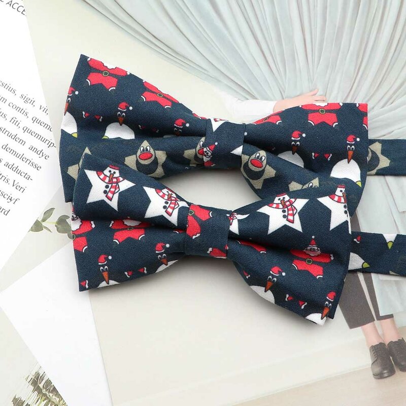 Conjunto de gravata borboleta de algodão, para pais e filhos, tema de natal para festival, presente de festa, gravata borboleta para homens
