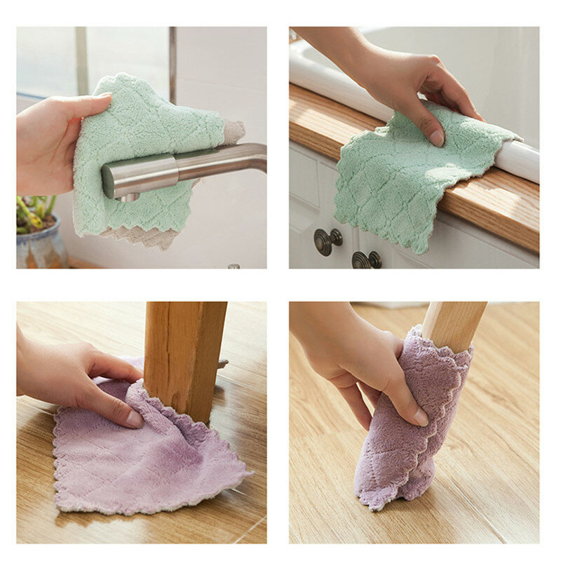5-10Pcs ดูดซับผ้าขนหนูครัวไมโครไฟเบอร์ทำความสะอาดผ้า Non-Stick จานผ้าสำหรับห้องครัวครัวเรือนผ้าขนห...