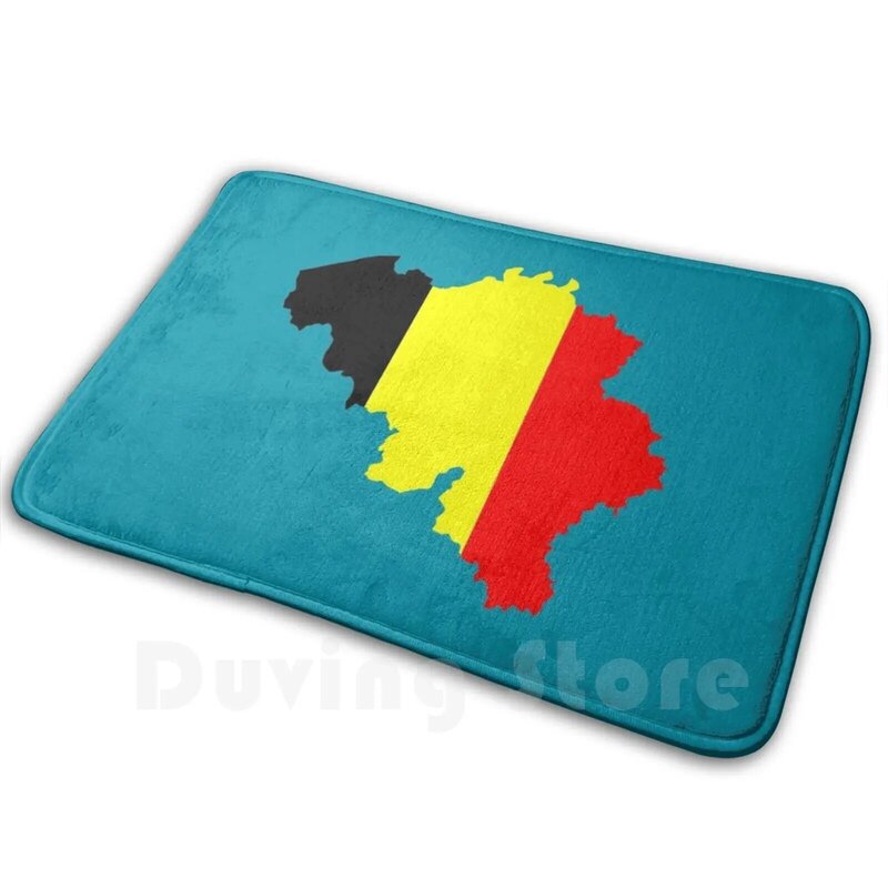 Alfombra con forma de mapa de la bandera de Bélgica, alfombrillas antideslizantes para dormitorio, mapa de la bandera de Bélgica, símbolo de forma de país