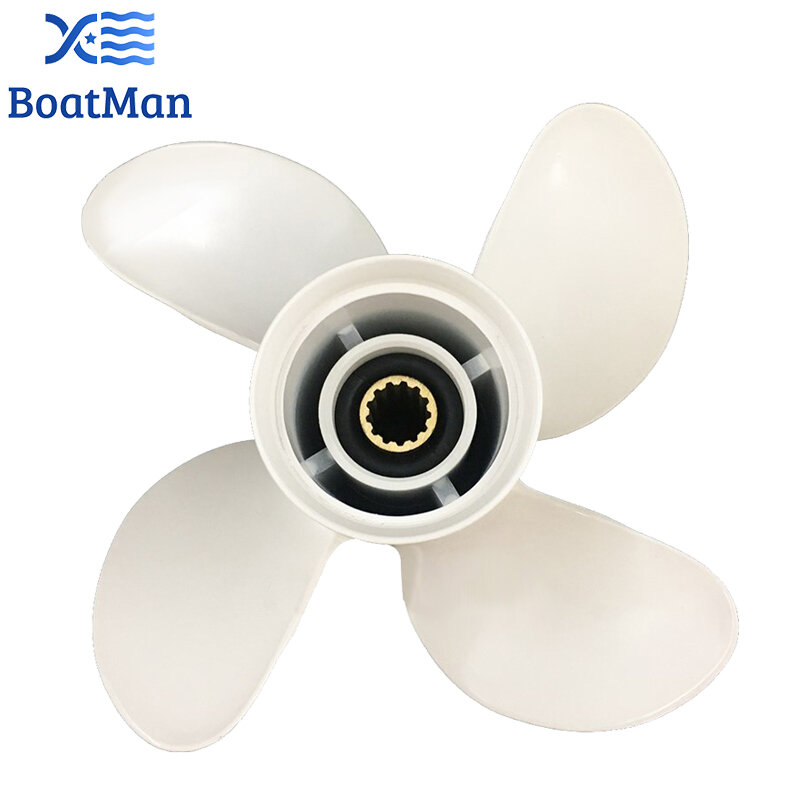 Boat Propeller 10 3/8x13 For Yamaha Outboard Motor T25HP 40HP 48HP 50HP 55HP 60HP Aluminum 13 Tooth 4 Blade Spline Engine Part