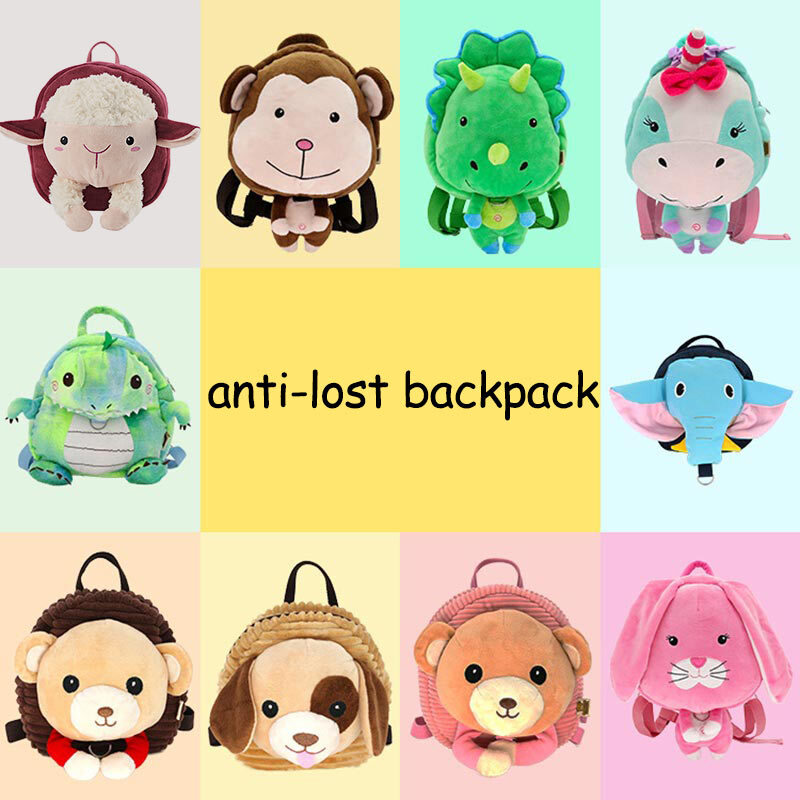Cute Cartoon Animal Plush Backpack Anti-lost Children Backpack With 100cm Traction Rope Infant Baby Safety Harness Walker Strap