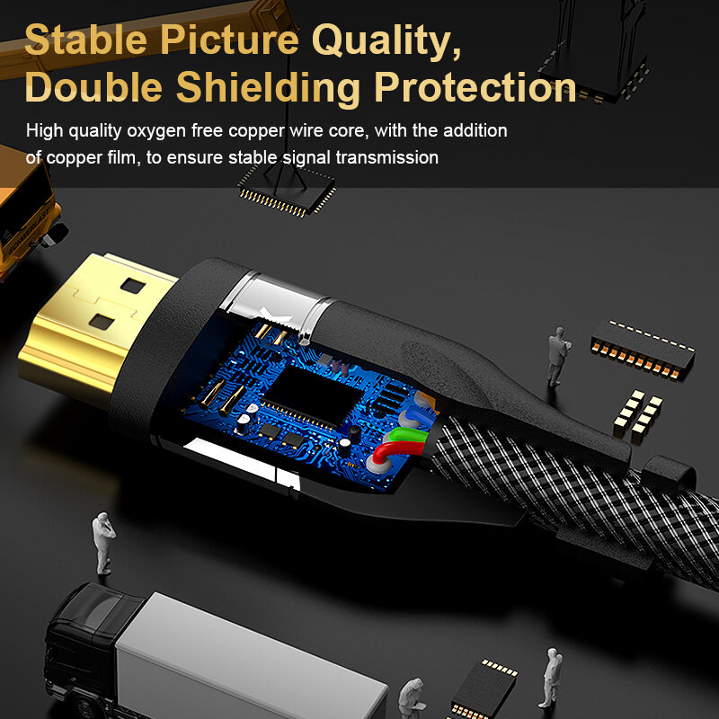 HDMI 2.1 cable 4K 120HZ hdmi High Speed 8K 60 HZ UHD HDR 48Gbps cable HDMI Ycbcr4:4:4 Converter for PS4 HDTVs Projectors