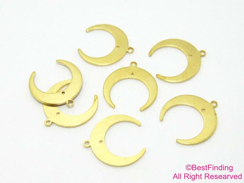 20pcs Brass Crescent Moon Charms, Earring Connector, 19x18mm Crescent, Earring Charms For Hoops, Jewelry making - R405