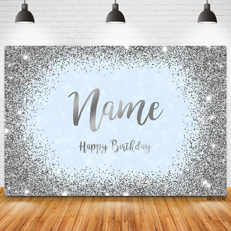 Custom Name Photo Gold Silver Glitter Birthday Party Banner Backgrounds Baby Shower DIY Birthday Photography Backdrops Photocall