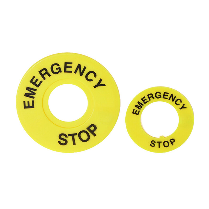 Interruptor de botón de parada de emergencia, marco de etiqueta, señal circular de advertencia, parada, 40/60mm