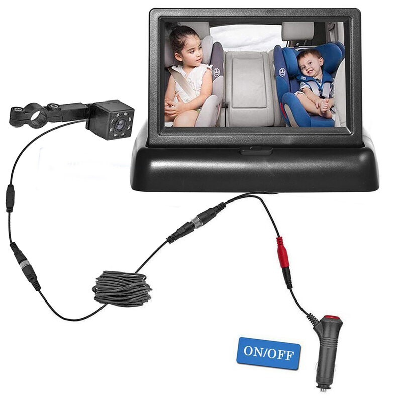 Babi 4.3 Inci HD Monitor Tampilan Belakang Mobil Dapat Dilipat Layar TFT LCD Terbalik dengan Kamera Spion Cadangan Penglihatan Malam untuk Kendaraan