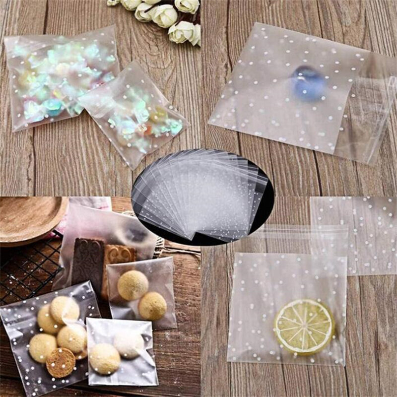 Bustina di sacchetto di Cellophane di plastica da 100 pezzi per gioielli piccole imprese biscotti confezione regalo organizzatore di stoccaggio forniture all'ingrosso