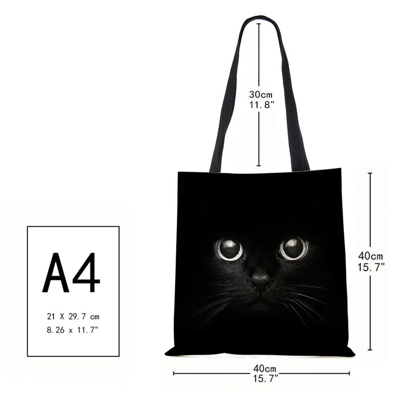 Женские дизайнерские сумки Донецкая черная кошка льняная ткань с принтом женская эко-сумка торговый офис многоразовые Повседневное сумка
