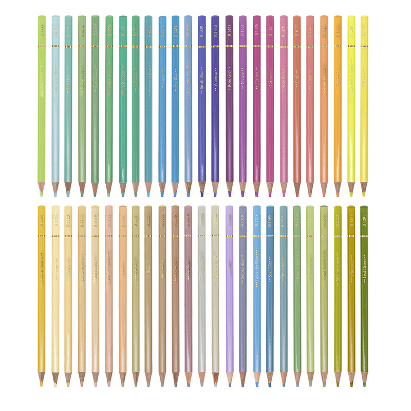 Brutfuner 50Pcs Metallic & Macaron Colored Pencils Drawing Pencil Set Soft Wood Pencil For Artist Sketch Coloring Art Supplies