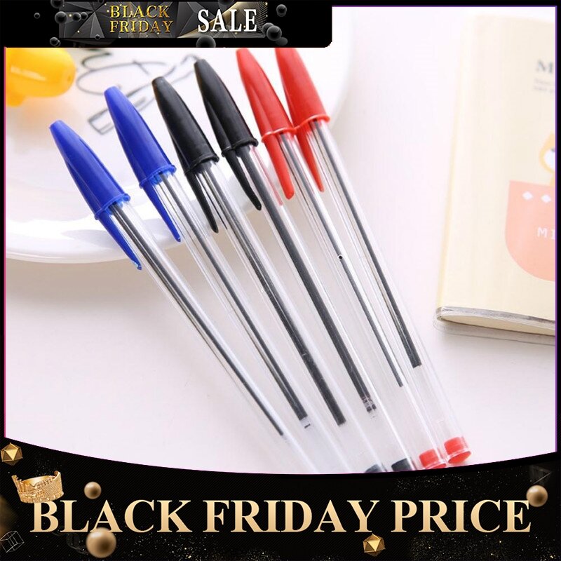 50 pces 1.0mm médio esferográfica canetas bola ponto biros vermelho azul preto aparência clássica perfeito para estudantes da escola r30