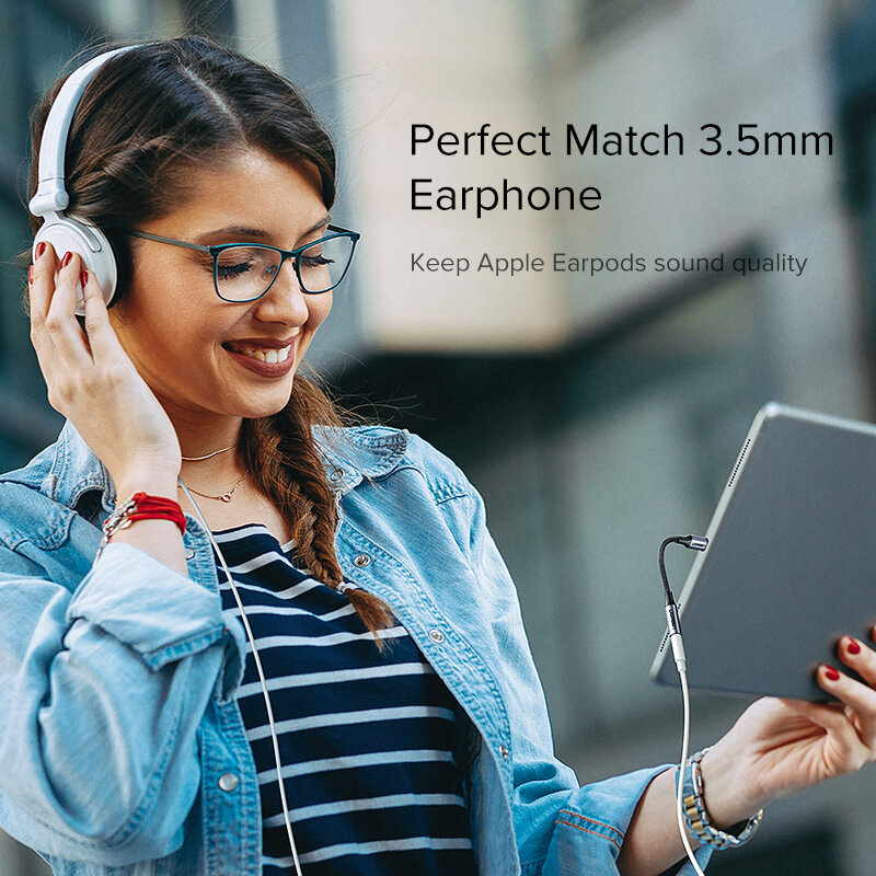UGREEN MFi 번개 3.5mm 잭 AUX 케이블 (iPhone 12 용) 11 Pro X XS XR 8 7 3 번개 3.5 헤드폰 오디오 어댑터 분배기