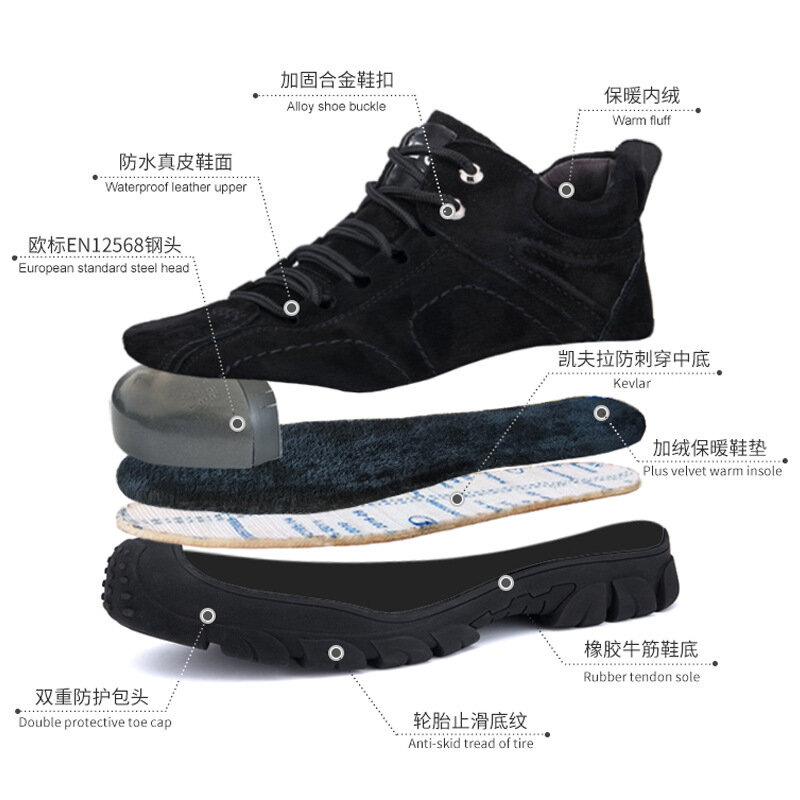 XIZOU-Botas antideslizantes de felpa para hombre, zapatos de seguridad duraderos, cómodos, populares, para primavera y otoño
