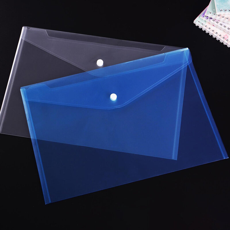 Envelopes plásticos com botão Snap, pastas de documentos claras, Envelopes poli, projeto transparente, qualidade Premium