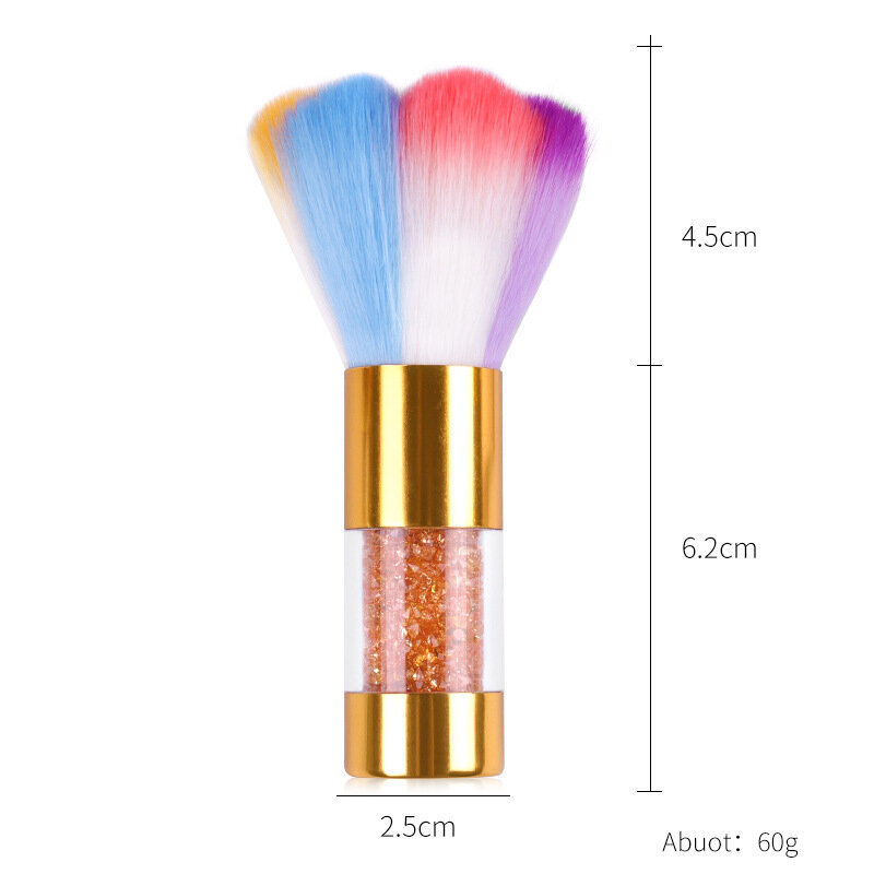1pc Rainbow Nail Art Dust Brush Soft  Glitter Powder Remover Pen Acrylic Rhinestones Handle Nail Brushes Cleaner Remover Brush