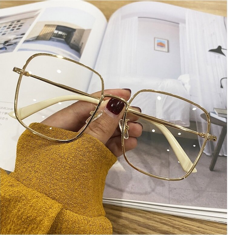 Kacamata Komputer Bingkai Persegi Kacamata Wanita Pria Anti Paduan Cahaya Biru Memblokir Kacamata Persegi Kacamata Transparan Optik